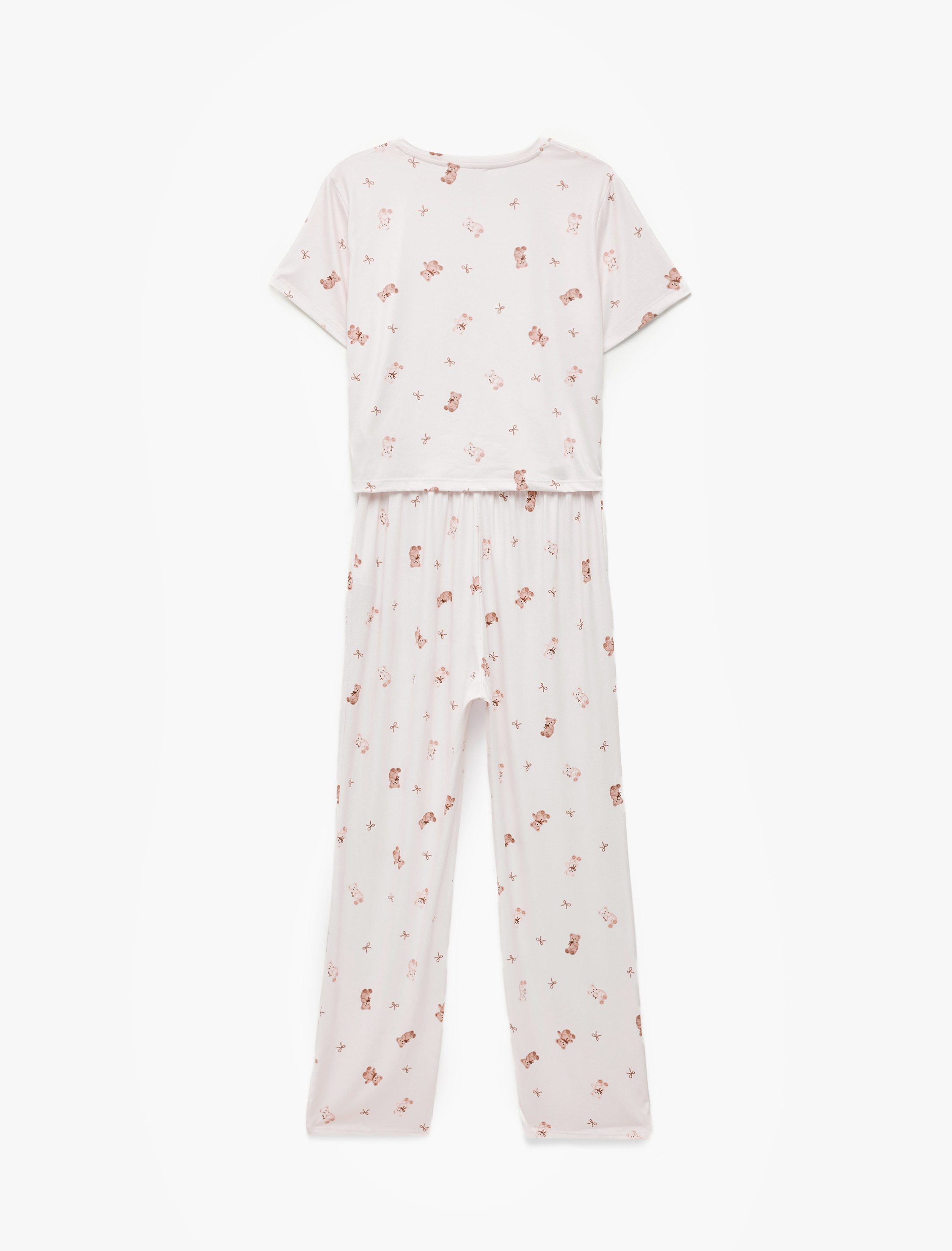   Rahat Kalıp Bisiklet Yaka Kısa Kollu Baskılı Pijama Takımı