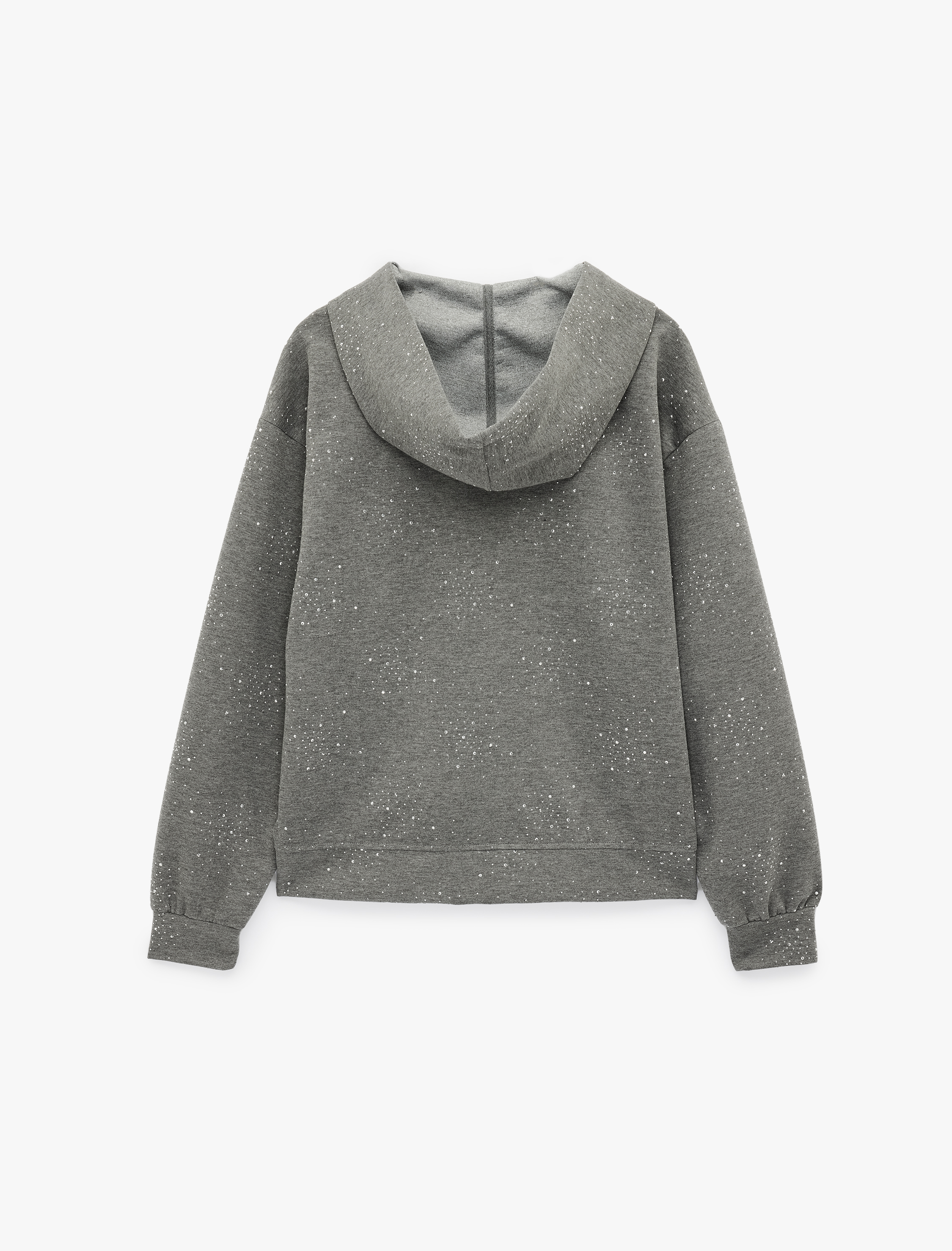   Sim Detaylı Kapüşonlu Fermuarlı Cep Detaylı Oversize Sweatshirt