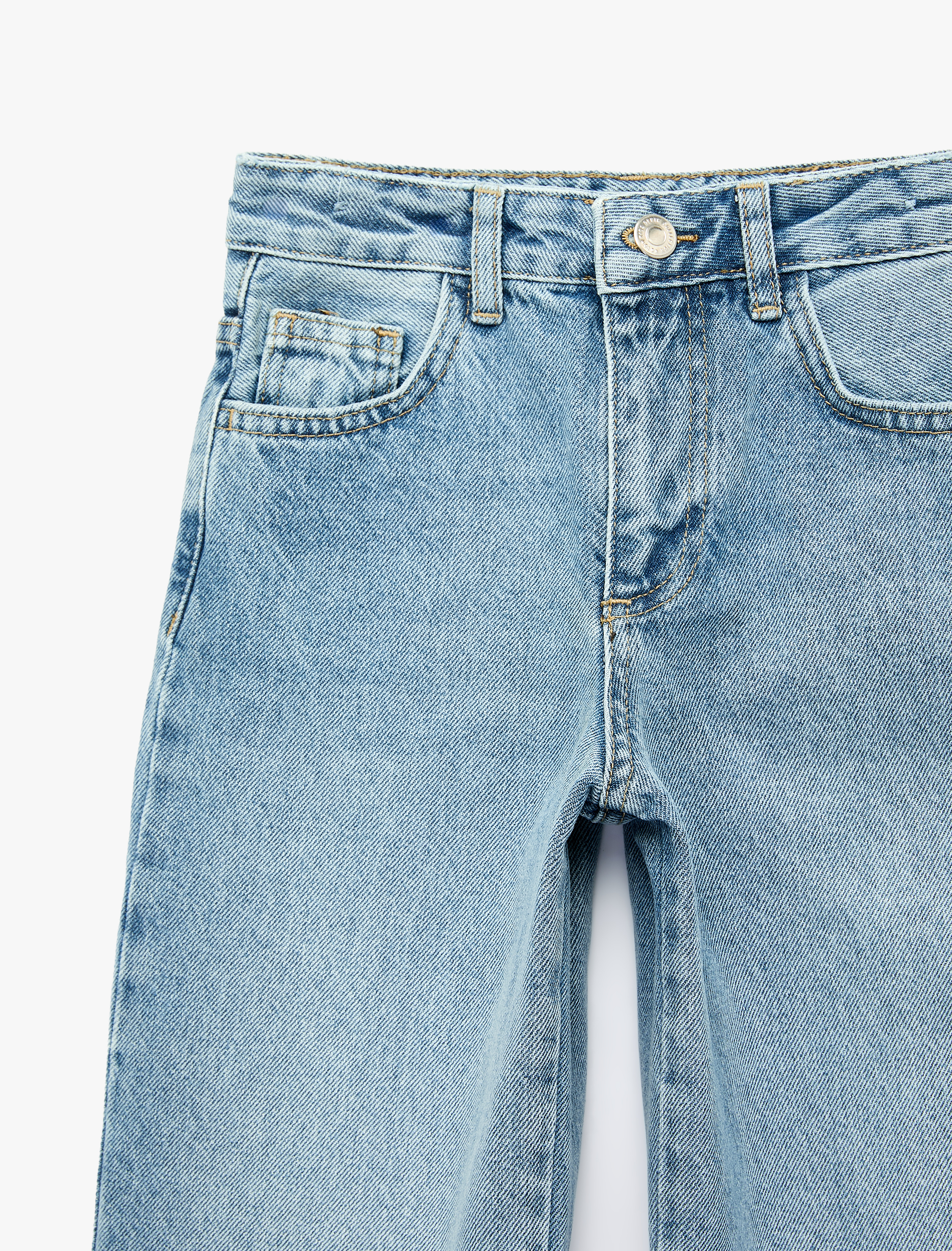  Kız Çocuk Balon Form Denim Pantolon Cepli Pamuklu