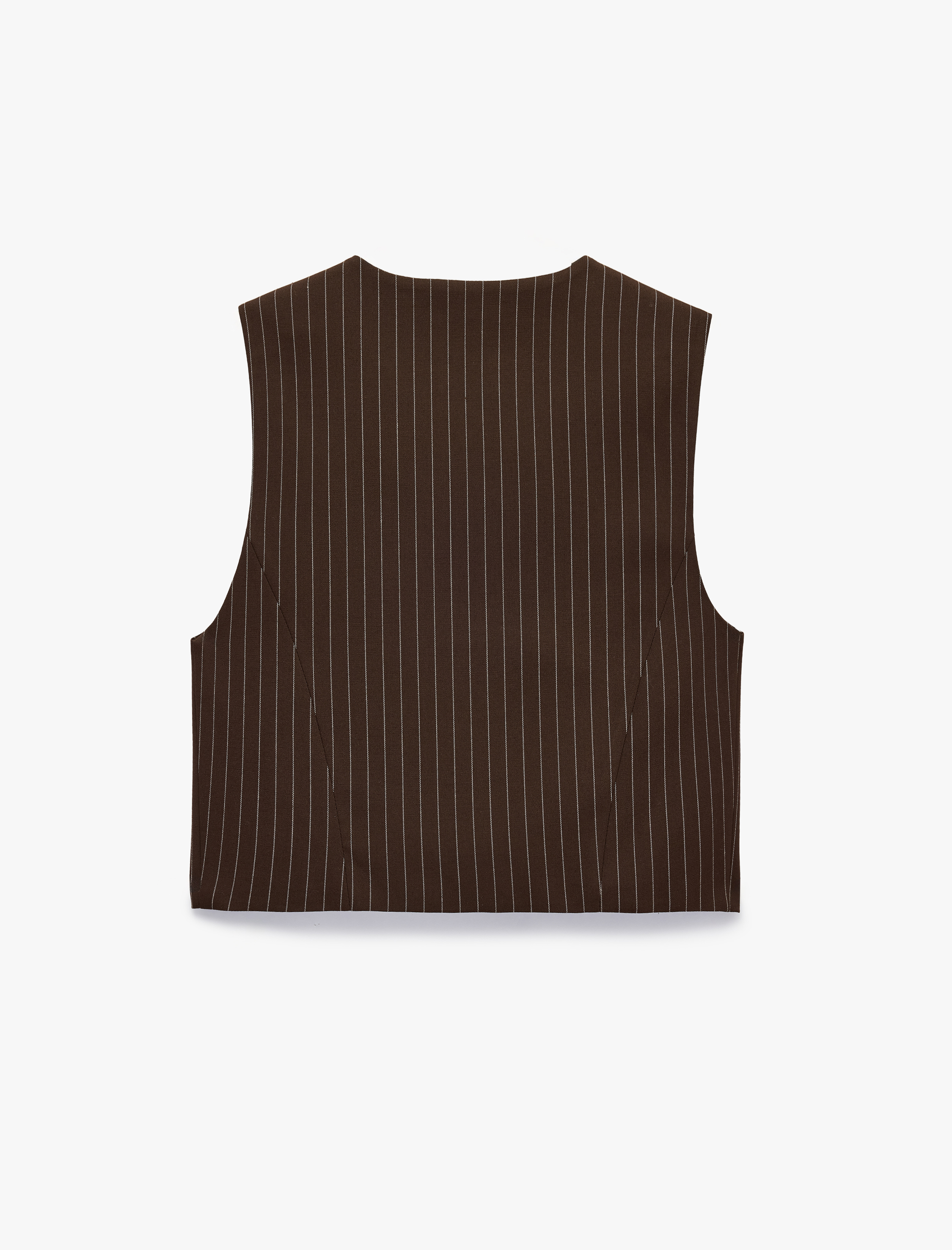   V Yaka Düğmeli Çizgili Crop Blazer Yelek