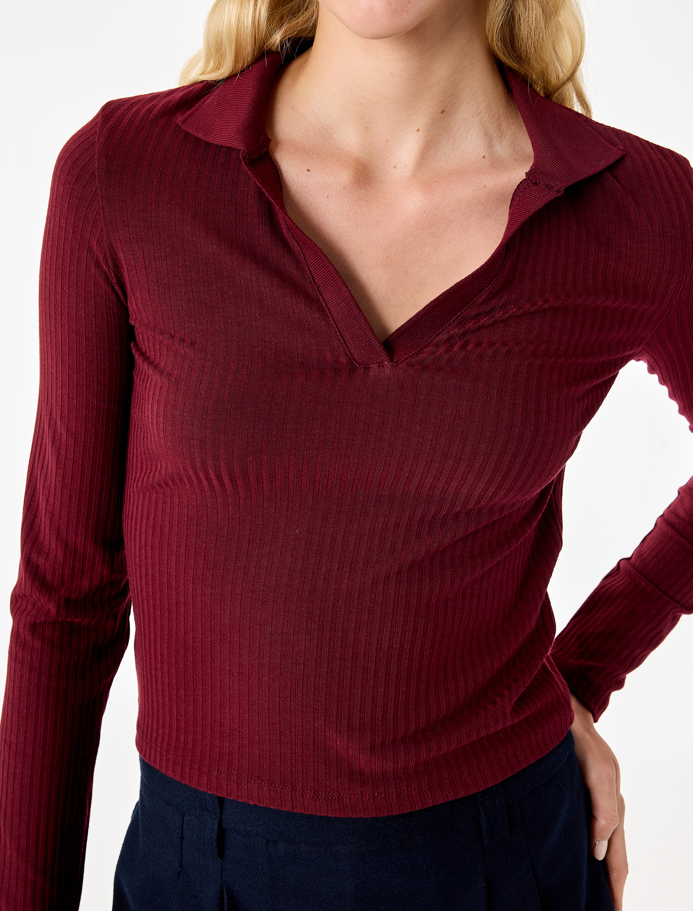   Kaşkorse Uzun Kollu Slim Fit Polo Yaka Tişört