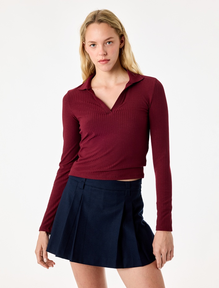  Kaşkorse Uzun Kollu Slim Fit Polo Yaka Tişört