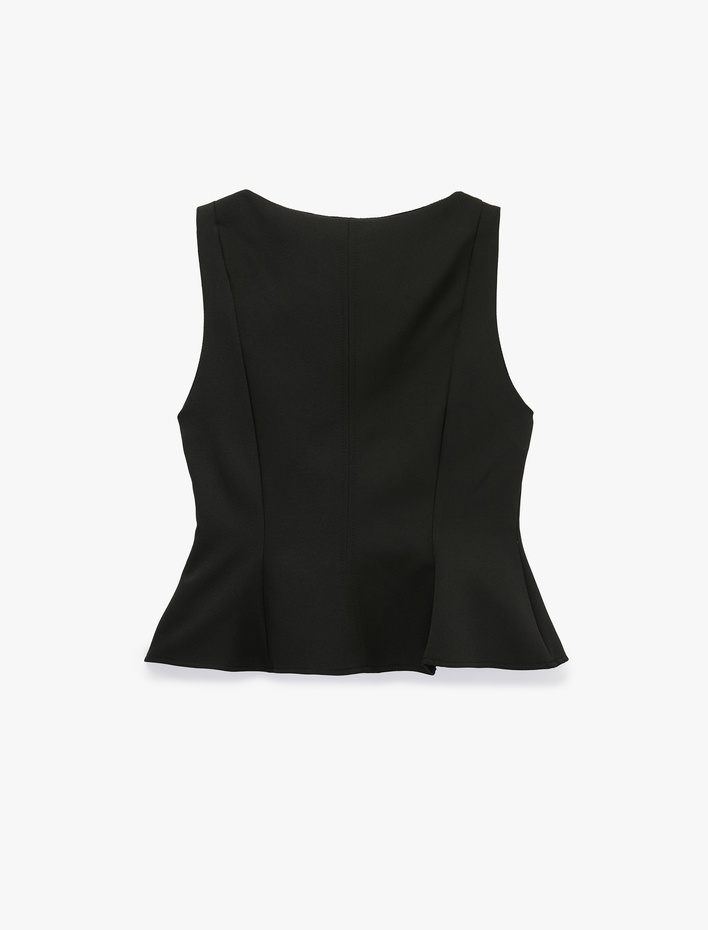  Bisiklet Yaka Slim Fit Peplum Bluz