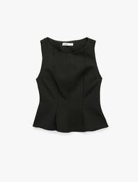 Bisiklet Yaka Slim Fit Peplum Bluz