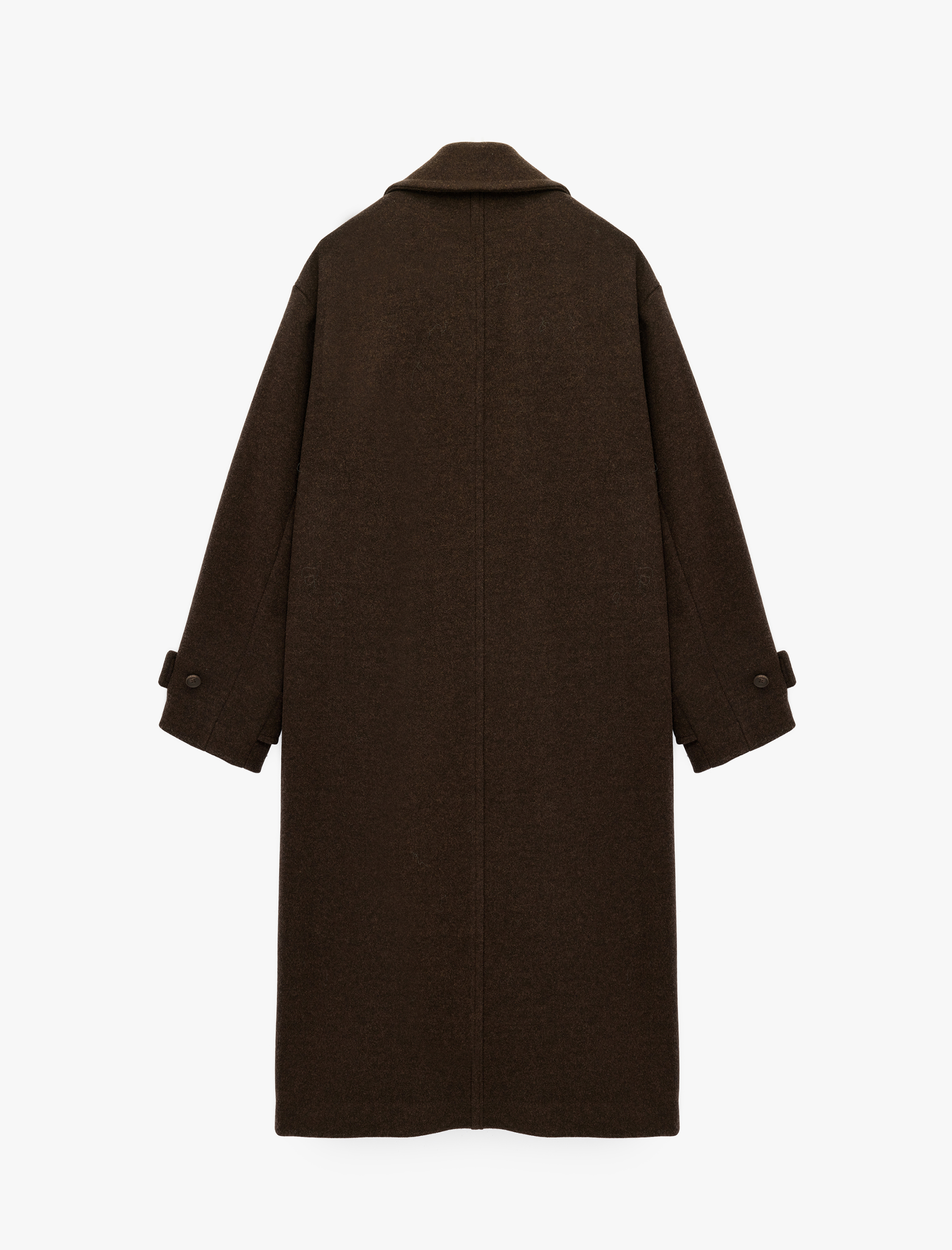   Uzun Kollu Cepli Oversize Uzun Kruvaze Kaşe Kaban
