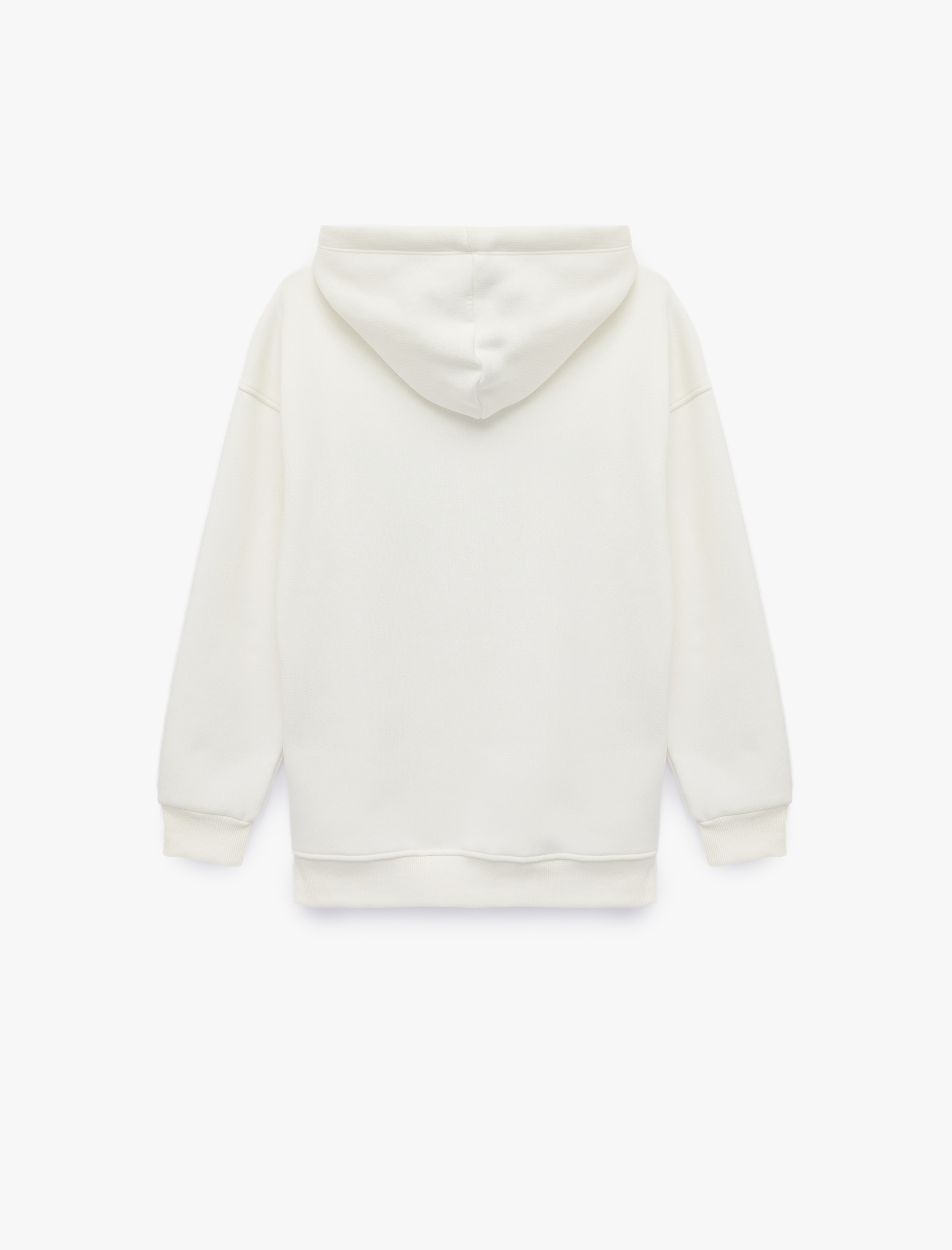   Üç İplik Şardonlu Cep Detaylı Ayıcık Baskılı Kapüşonlu Sweatshirt