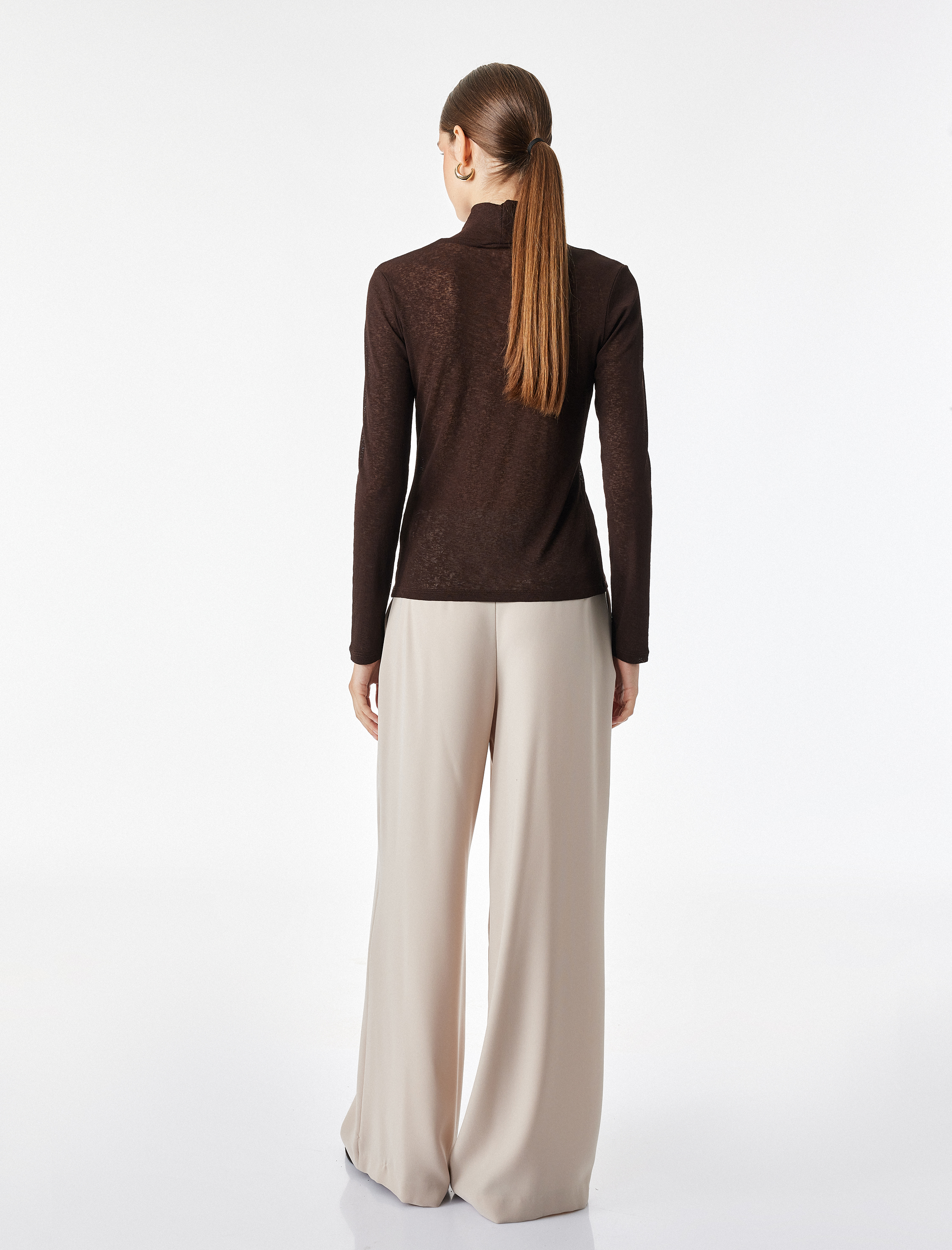   Slim Fit Dik Yaka Uzun Kollu Tişört