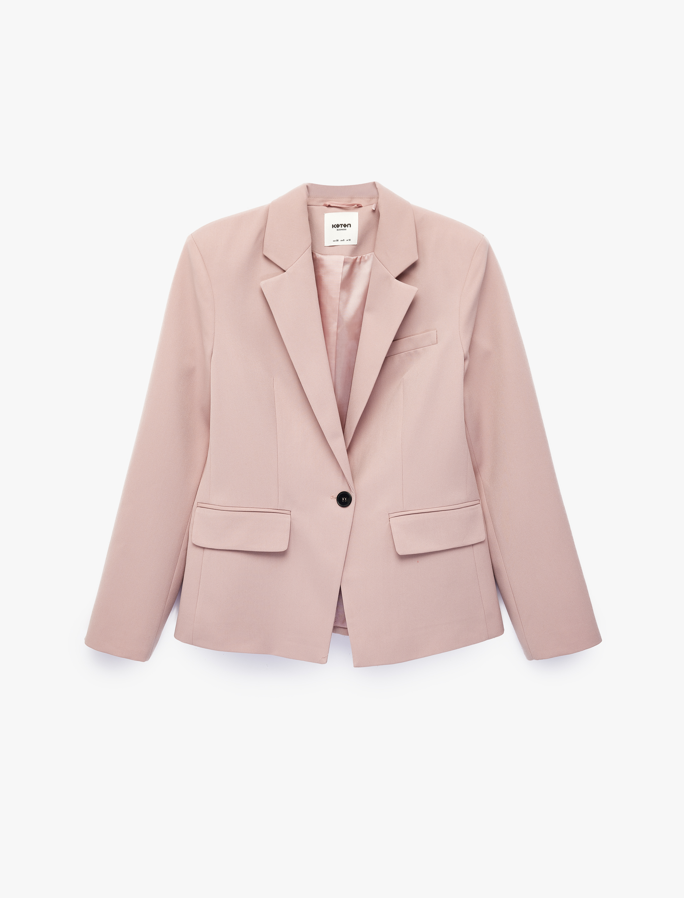   Geniş Yaka Cep Detaylı Düğmeli Blazer Ceket