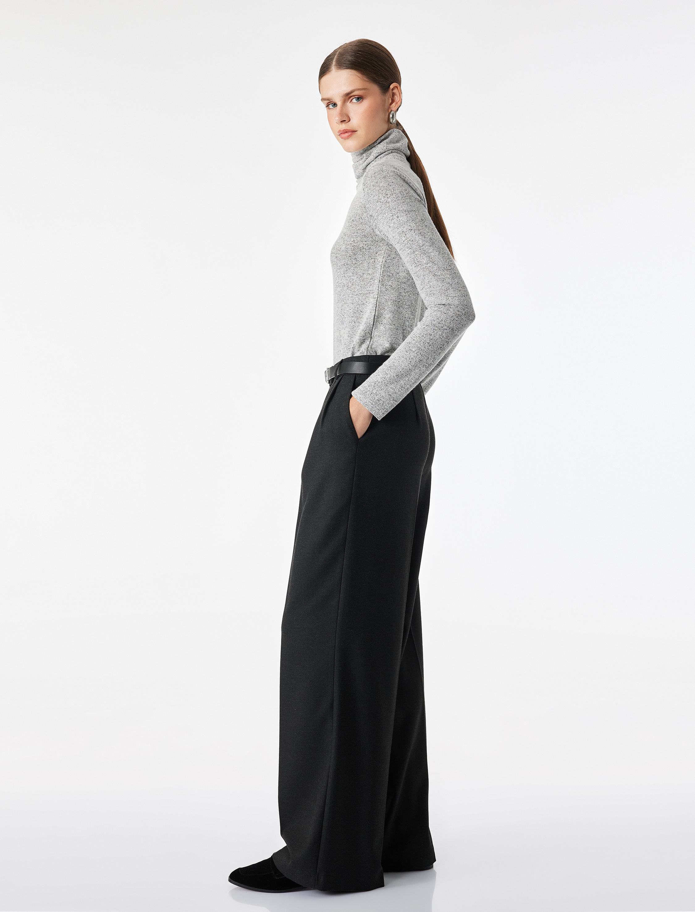   Slim Fit Balıkçı Yaka Uzun Kollu Tişört