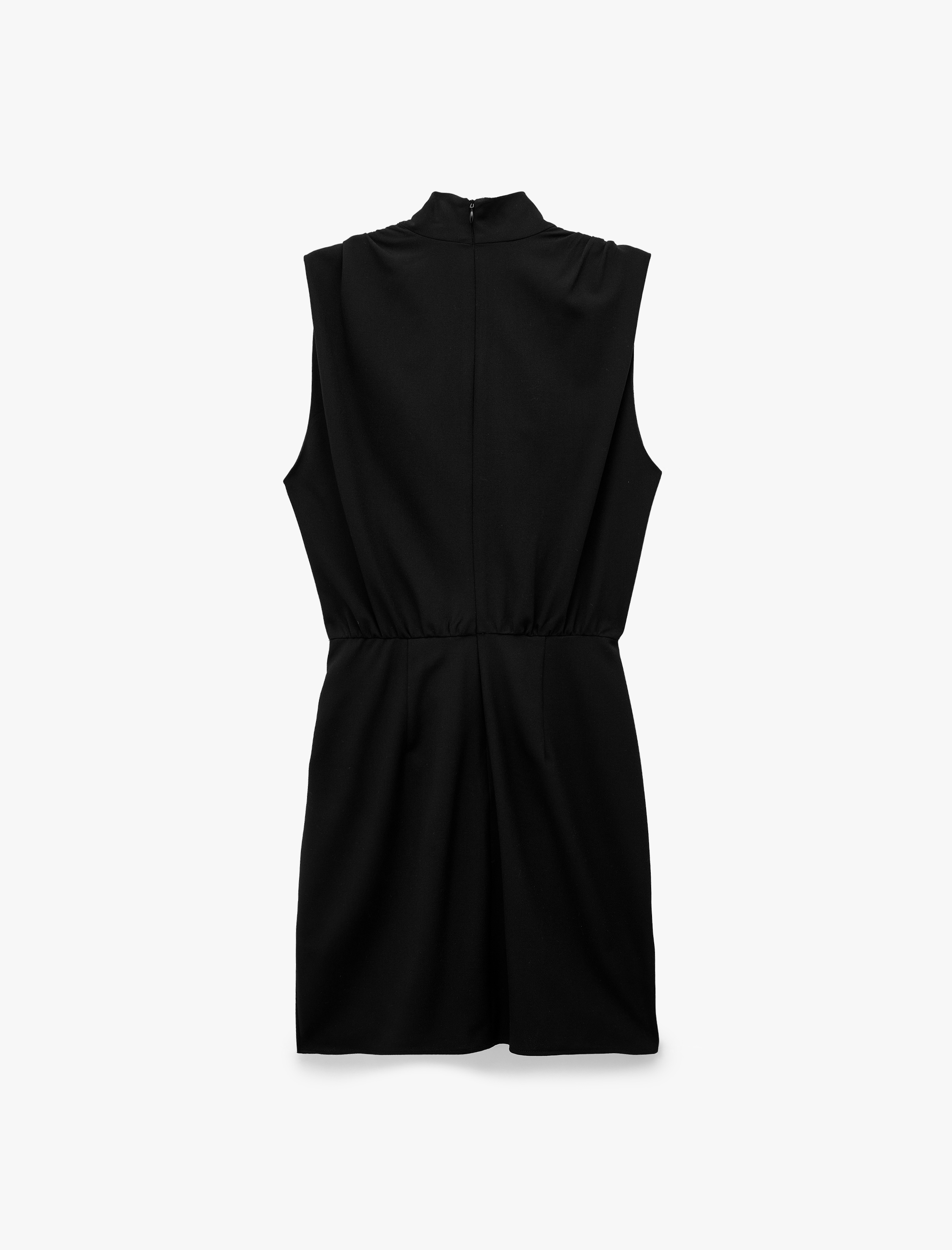   Viskon Karışımlı Drape Detaylı Degaje Yaka Kolsuz Mini Elbise
