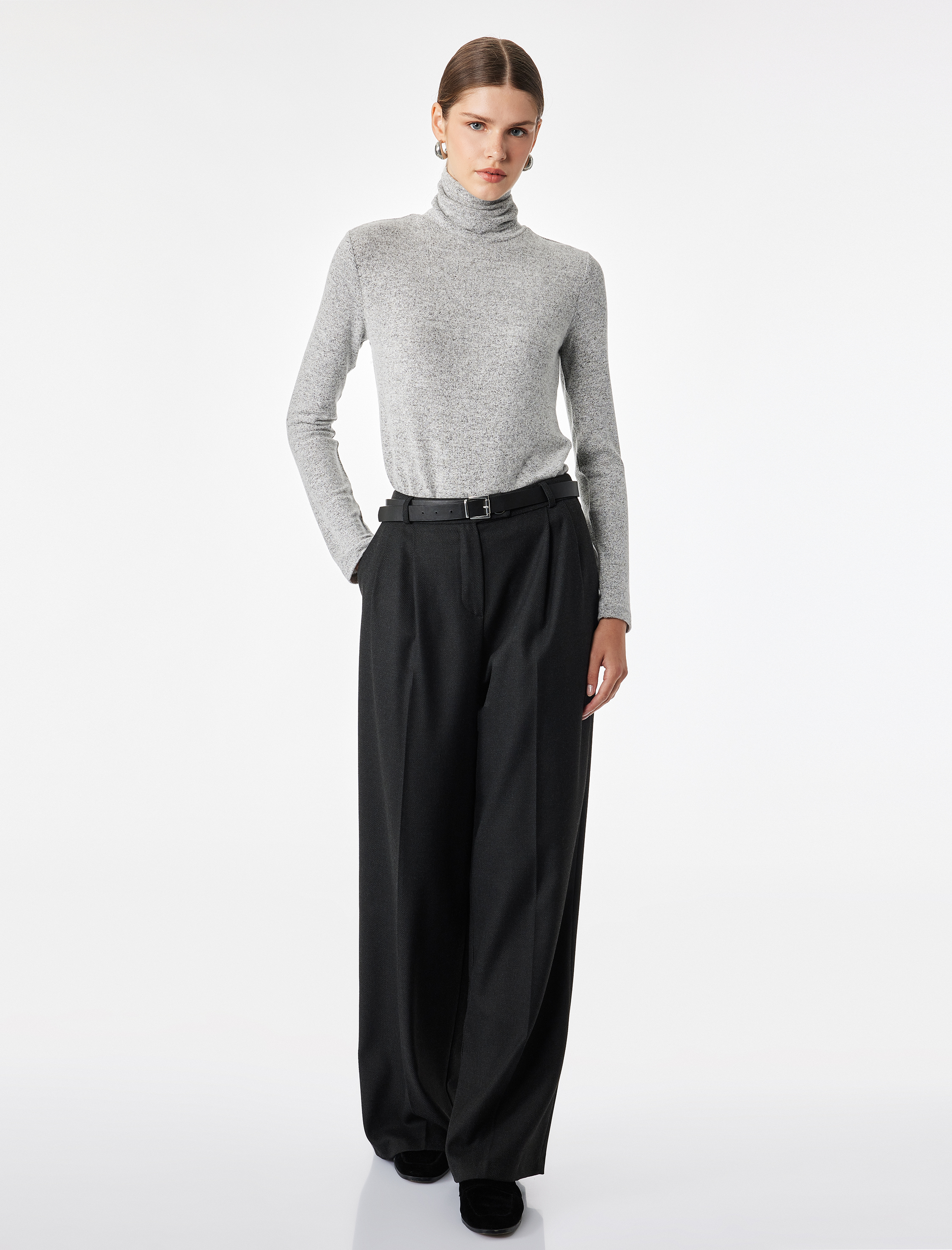   Slim Fit Balıkçı Yaka Uzun Kollu Tişört