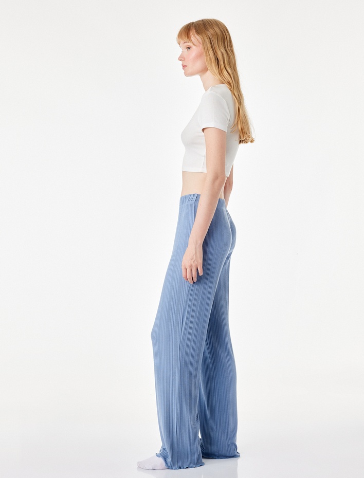  Modal Kumaş Dokulu Bol Paça Pijama Altı
