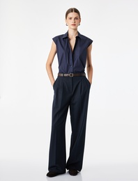 Pamuklu Boxy Fit Kolsuz Poplin Gömlek