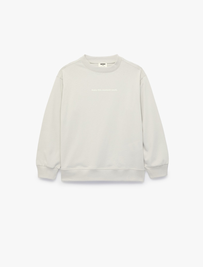 Erkek Çocuk Pamuklu Uzun Kollu Bisiklet Yaka Baskılı Sweatshirt