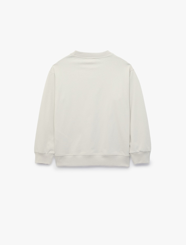 Erkek Çocuk Pamuklu Uzun Kollu Bisiklet Yaka Baskılı Sweatshirt
