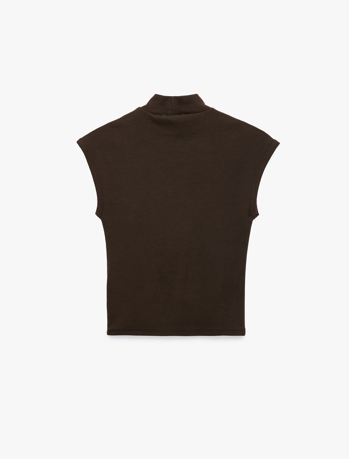  Pamuklu Slim Fit Kolsuz Dik Yaka Bluz