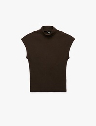 Pamuklu Slim Fit Kolsuz Dik Yaka Bluz