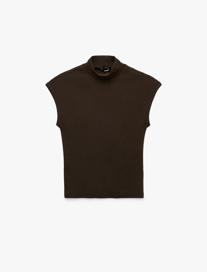  Pamuklu Slim Fit Kolsuz Dik Yaka Bluz