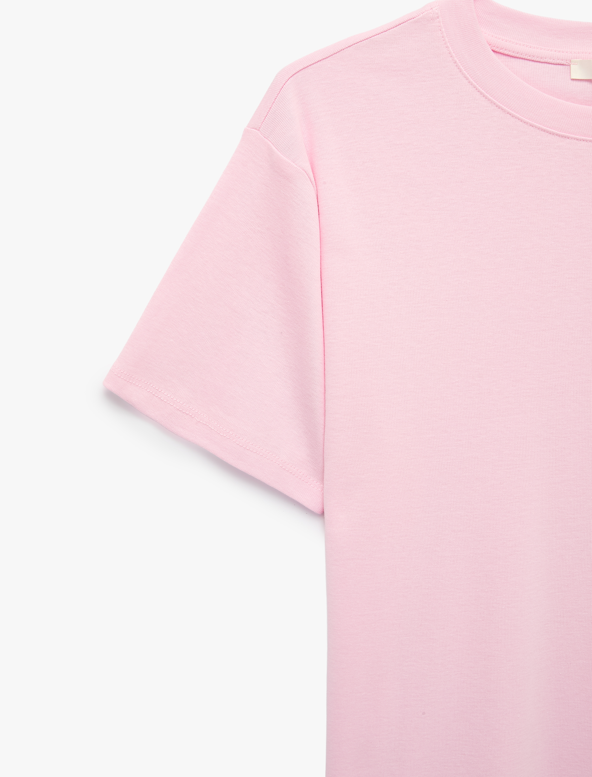   Pamuklu Kısa Kollu Bisiklet Yaka Oversize Basic Tişört