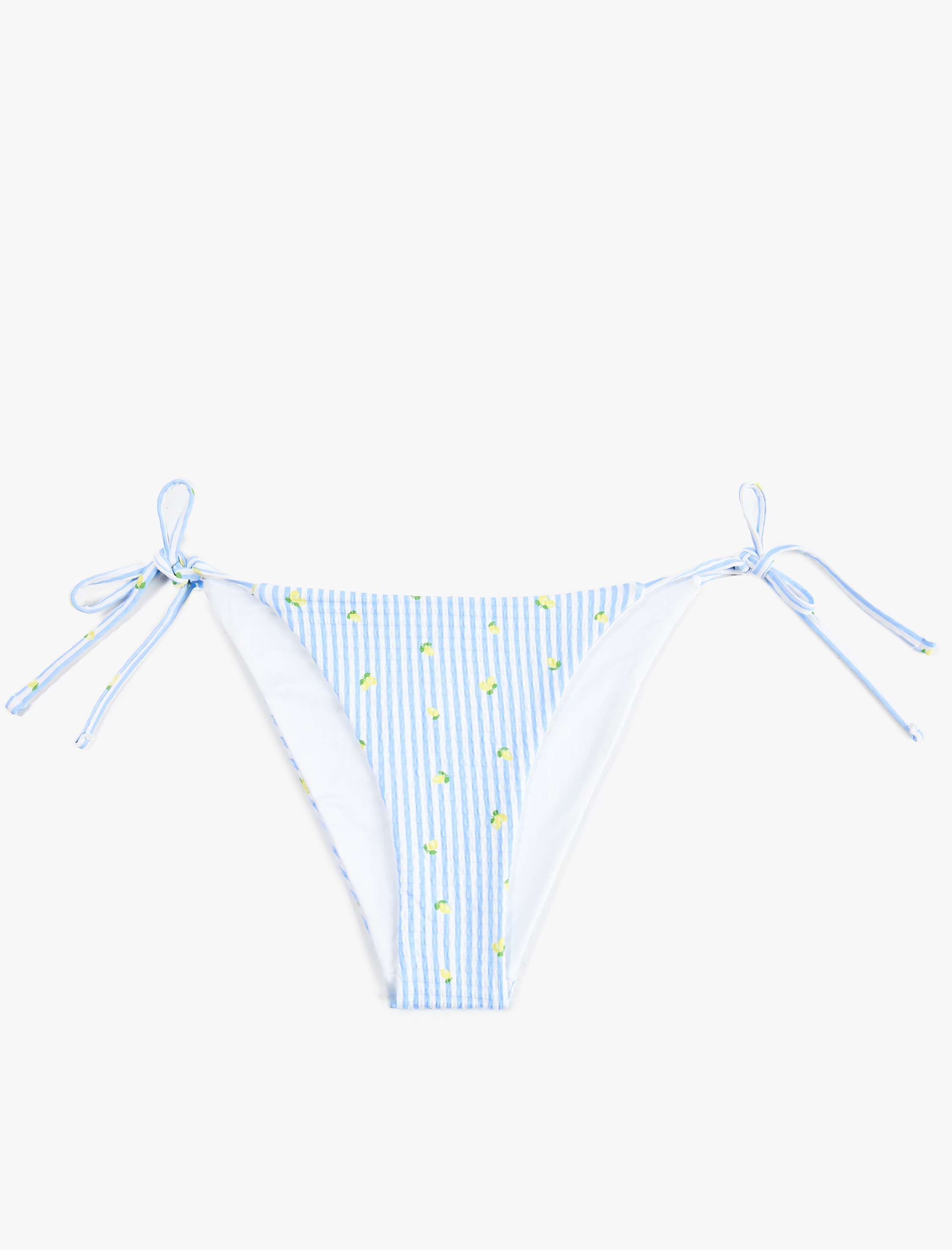   Yanları İpli Limon Baskılı Pötikareli Bikini Altı