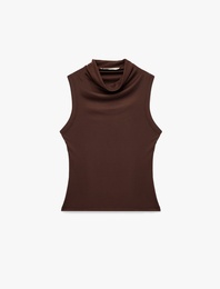 Modal Kumaş Slim Fit Kolsuz Dik Yaka Body