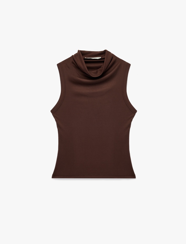  Modal Kumaş Slim Fit Kolsuz Dik Yaka Body