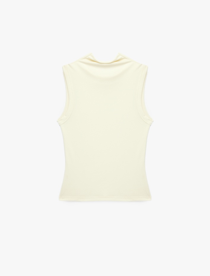  Modal Kumaş Slim Fit Kolsuz Dik Yaka Body