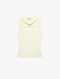 Modal Kumaş Slim Fit Kolsuz Dik Yaka Body
