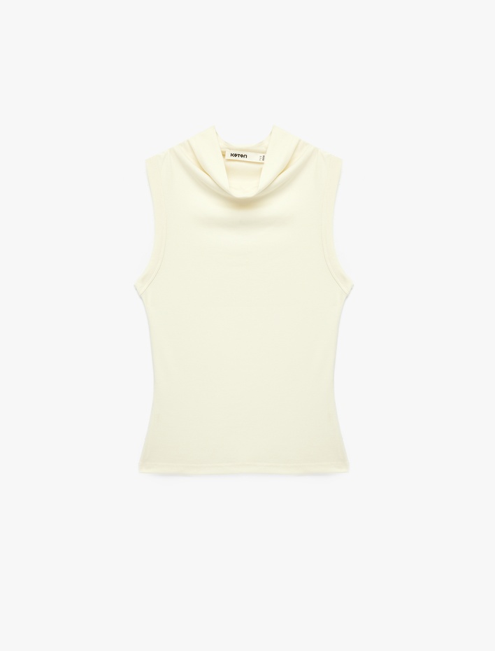  Modal Kumaş Slim Fit Kolsuz Dik Yaka Body