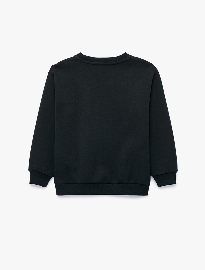 Erkek Çocuk Pamuklu Uzun Kollu Bisiklet Yaka Baskılı Sweatshirt