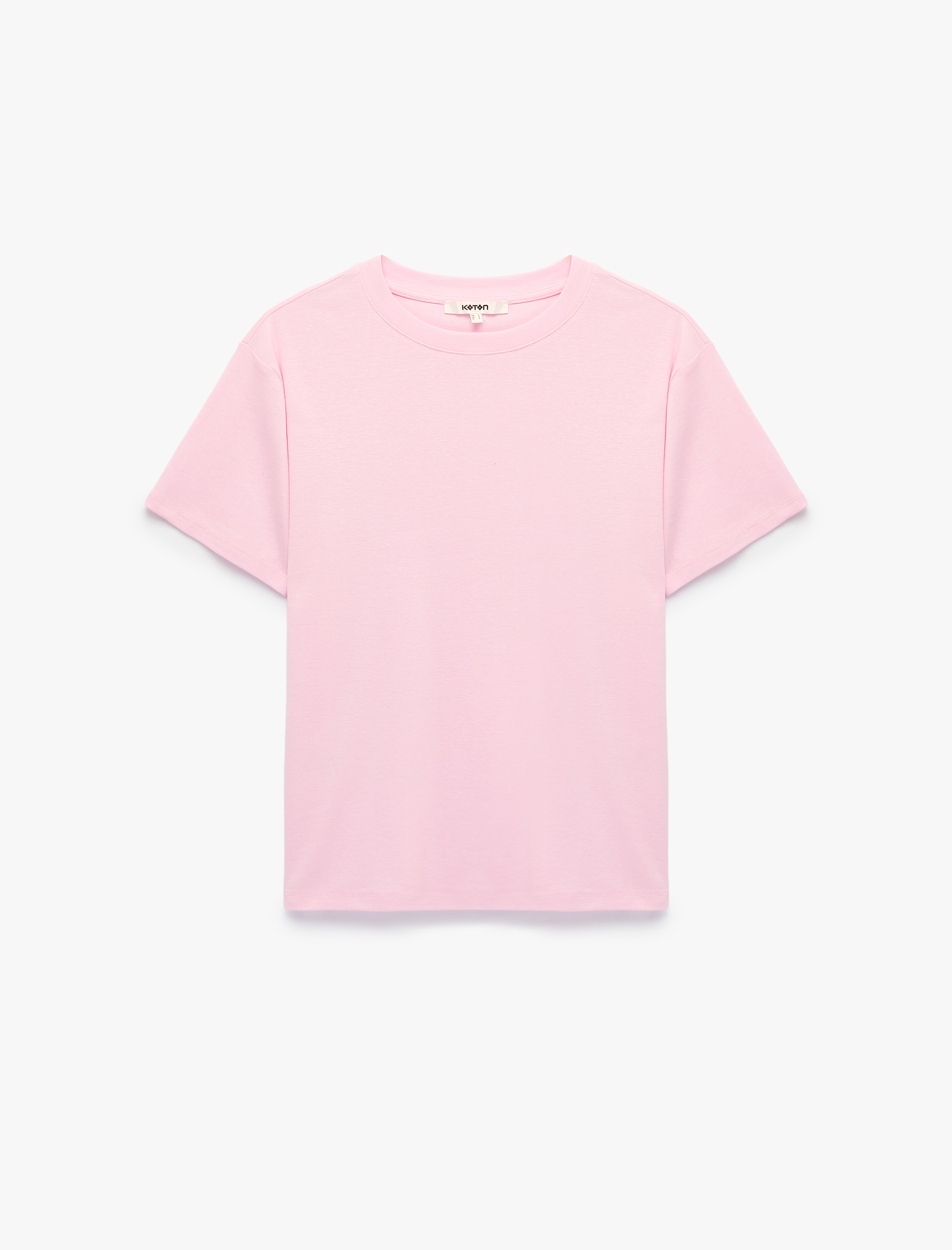   Pamuklu Kısa Kollu Bisiklet Yaka Oversize Basic Tişört