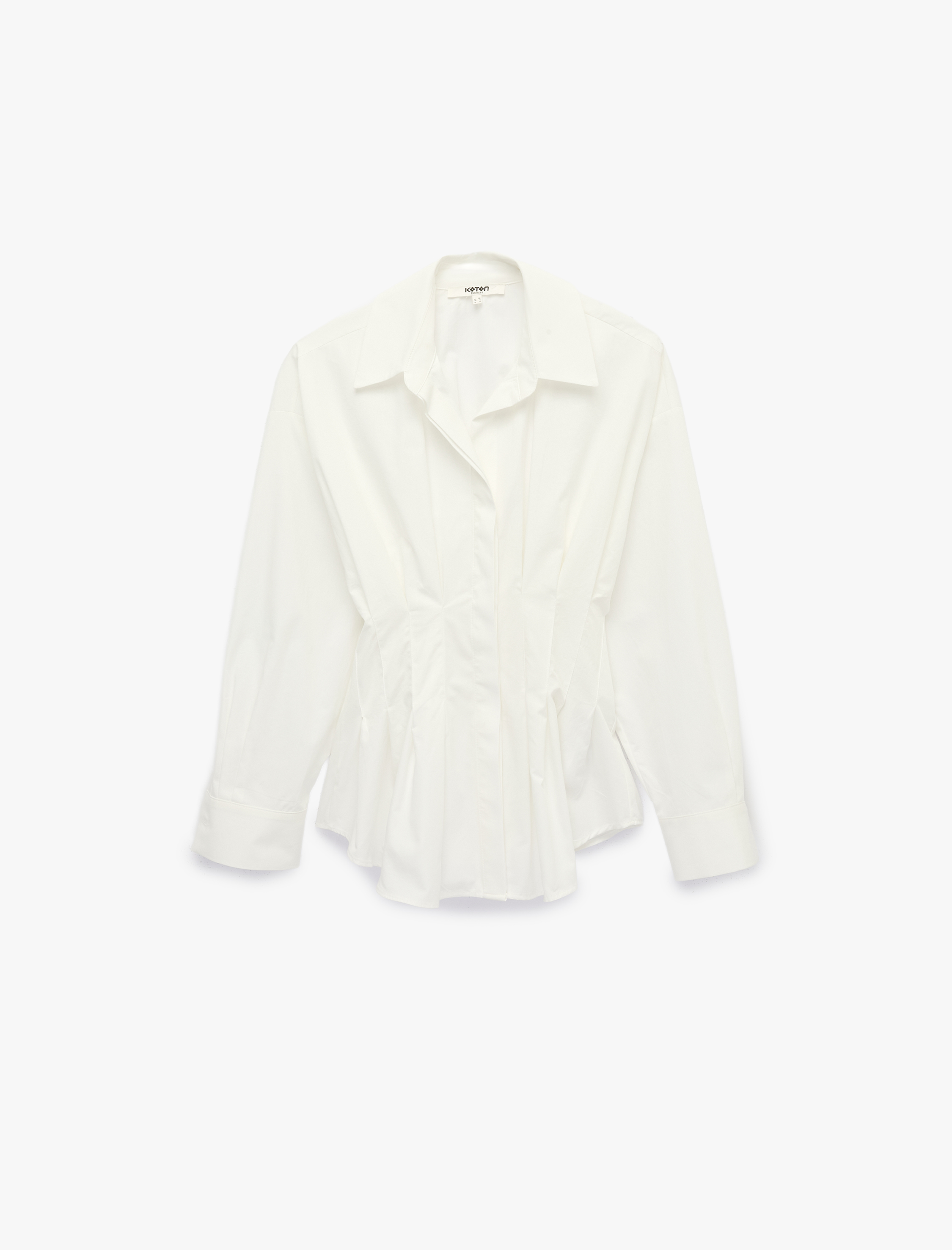   Pamuklu Slim Fit Klasik Yaka Uzun Kollu Pile Detaylı Poplin Gömlek