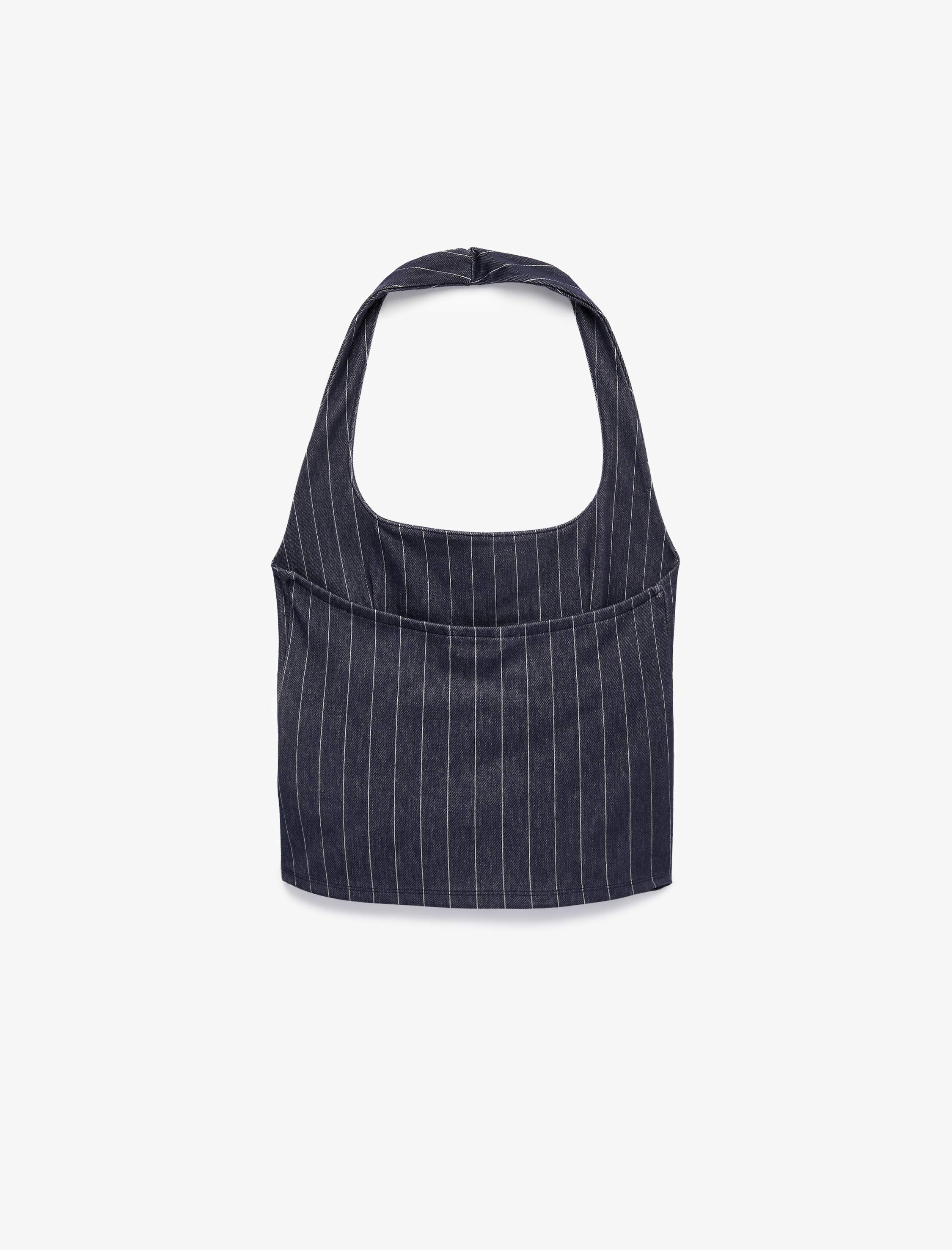   Sırt Detaylı Kemerli Çizgili Halter Yaka Top