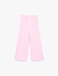 Fırfır Detaylı Geniş Paça Pantolon