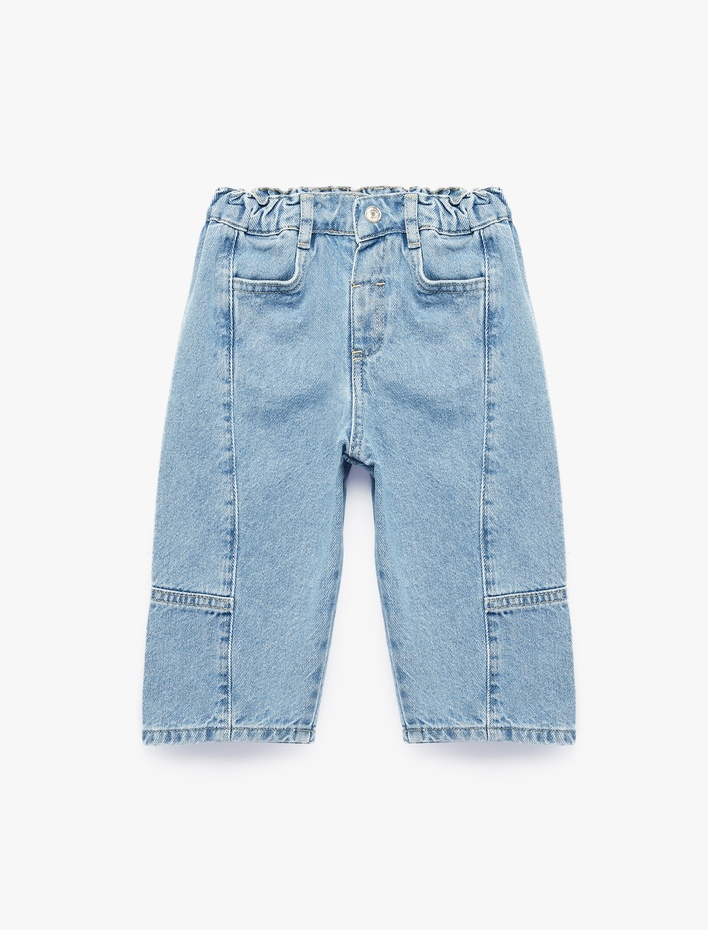 Erkek Bebek Pamuklu Normal Bel Oversize Barrel Denim Pantolon