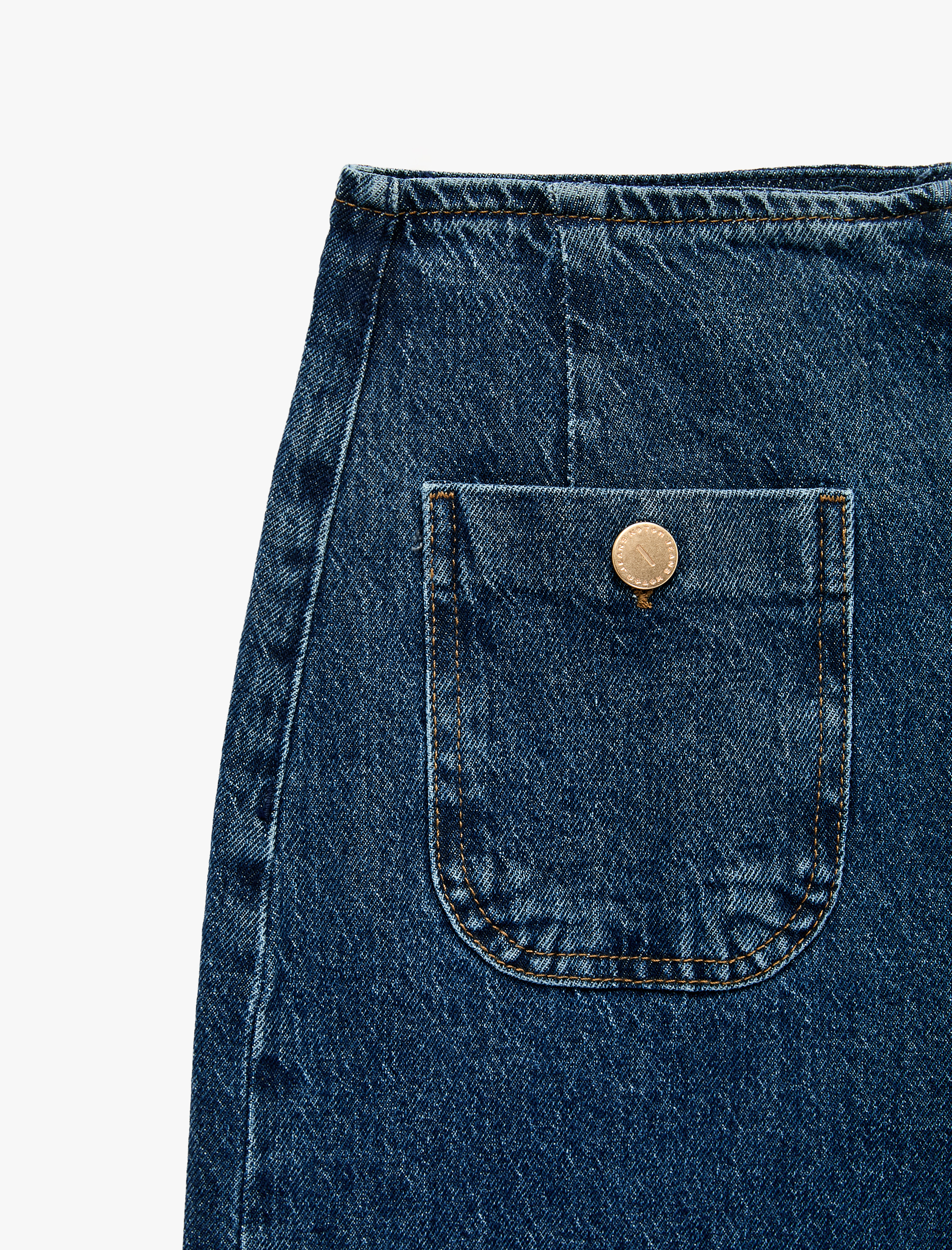   Pamuklu Cep Detaylı Düğmeli Geniş Kısa Paça Denim Pantolon - Culotte Jeans