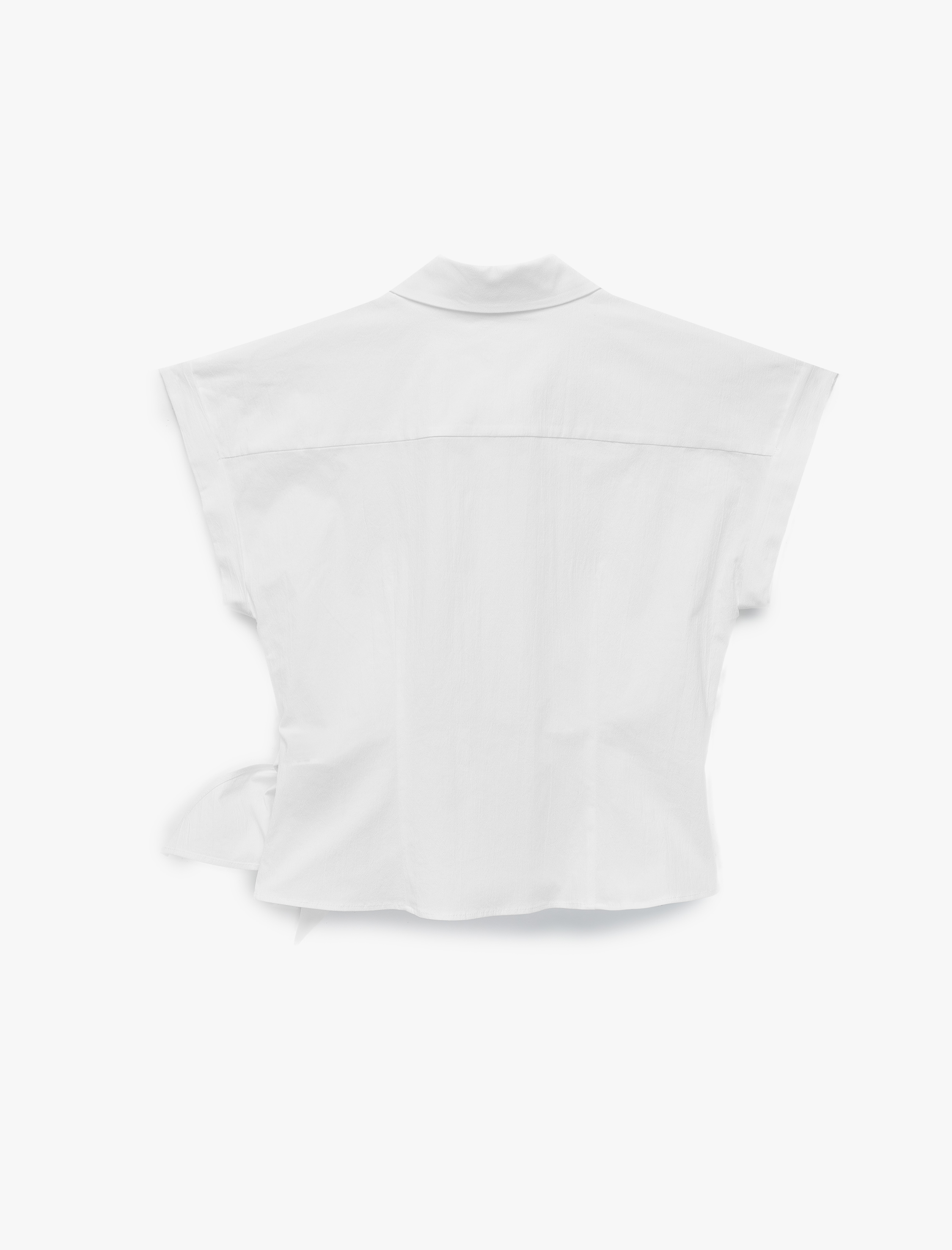   Asimetrik Bağlama Detaylı Slim Fit Kısa Kollu Poplin Gömlek