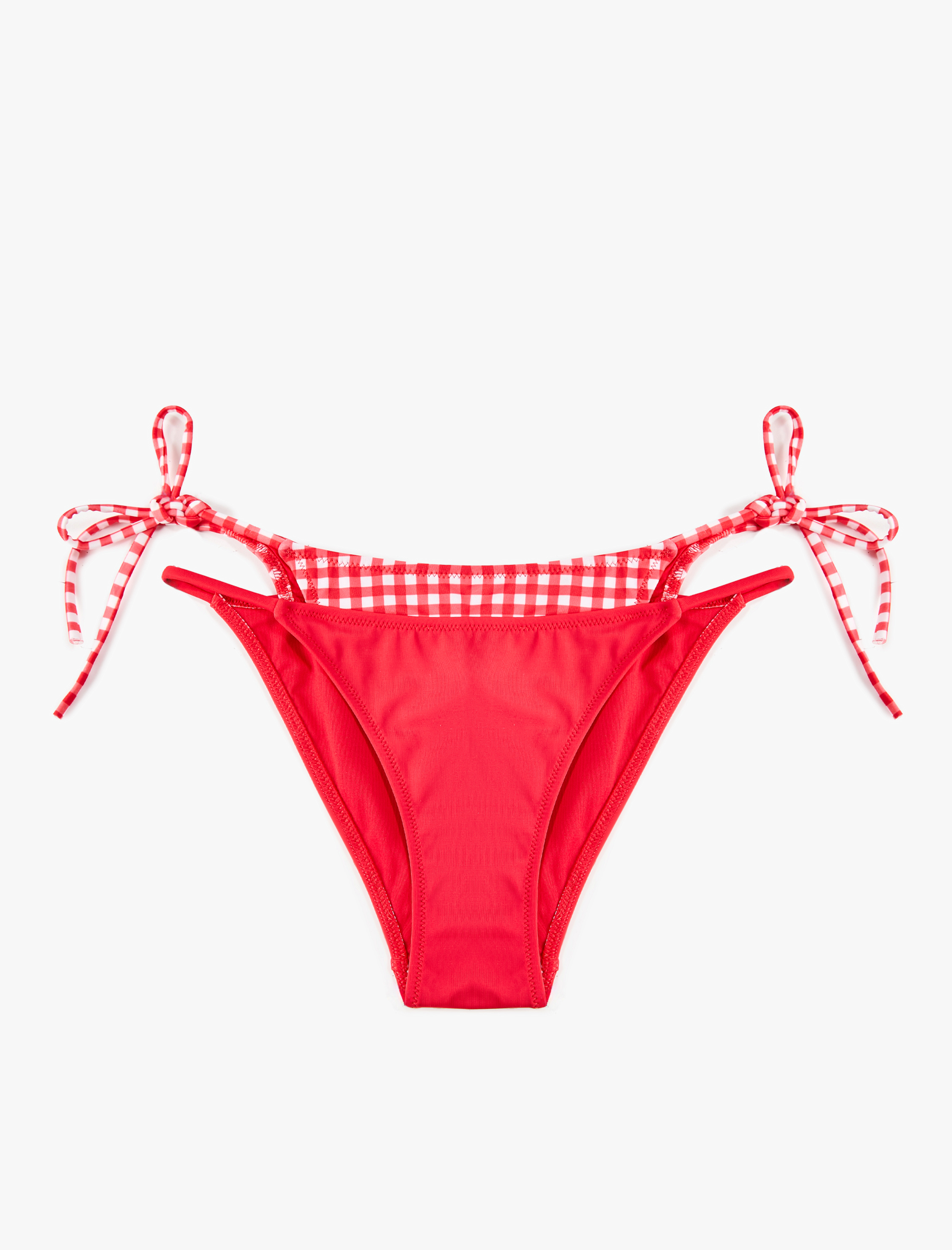   Koton X Sibil Çetinkaya - Yanları İpli Katmanlı Bel Detaylı Pötikareli Bikini Altı