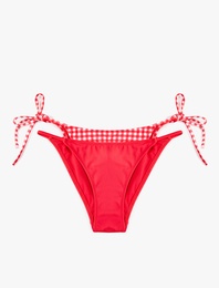 Koton X Sibil Çetinkaya - Yanları İpli Katmanlı Bel Detaylı Pötikareli Bikini Altı
