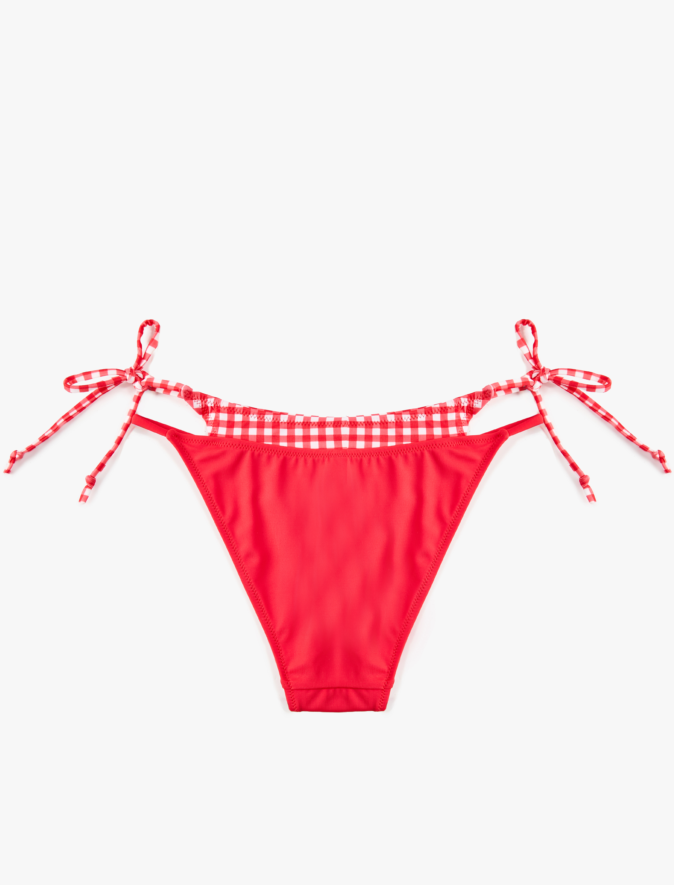   Koton X Sibil Çetinkaya - Yanları İpli Katmanlı Bel Detaylı Pötikareli Bikini Altı