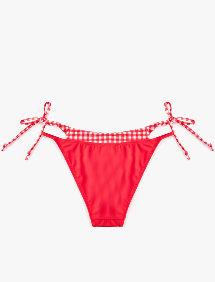  Koton X Sibil Çetinkaya - Yanları İpli Katmanlı Bel Detaylı Pötikareli Bikini Altı