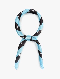 Puantiye Desenli Saten Kare Bandana Fular