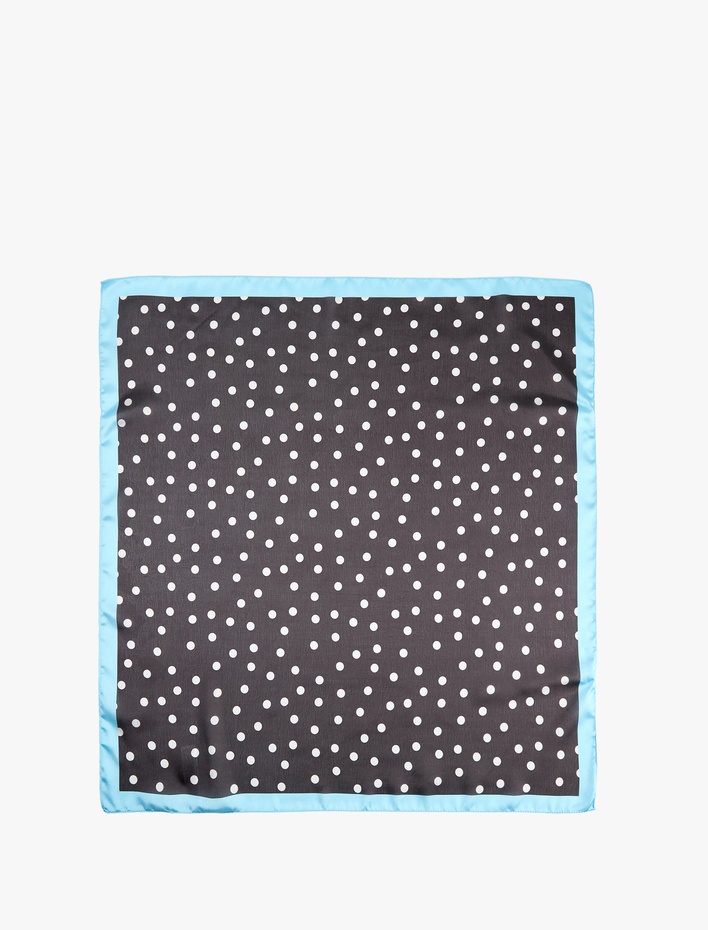 Kadın Puantiye Desenli Saten Kare Bandana Fular