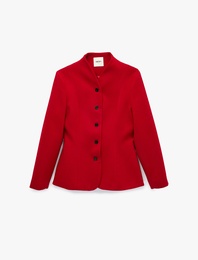 Regular Fit Düğmeli Hakim Yaka Uzun Kollu Blazer Ceket