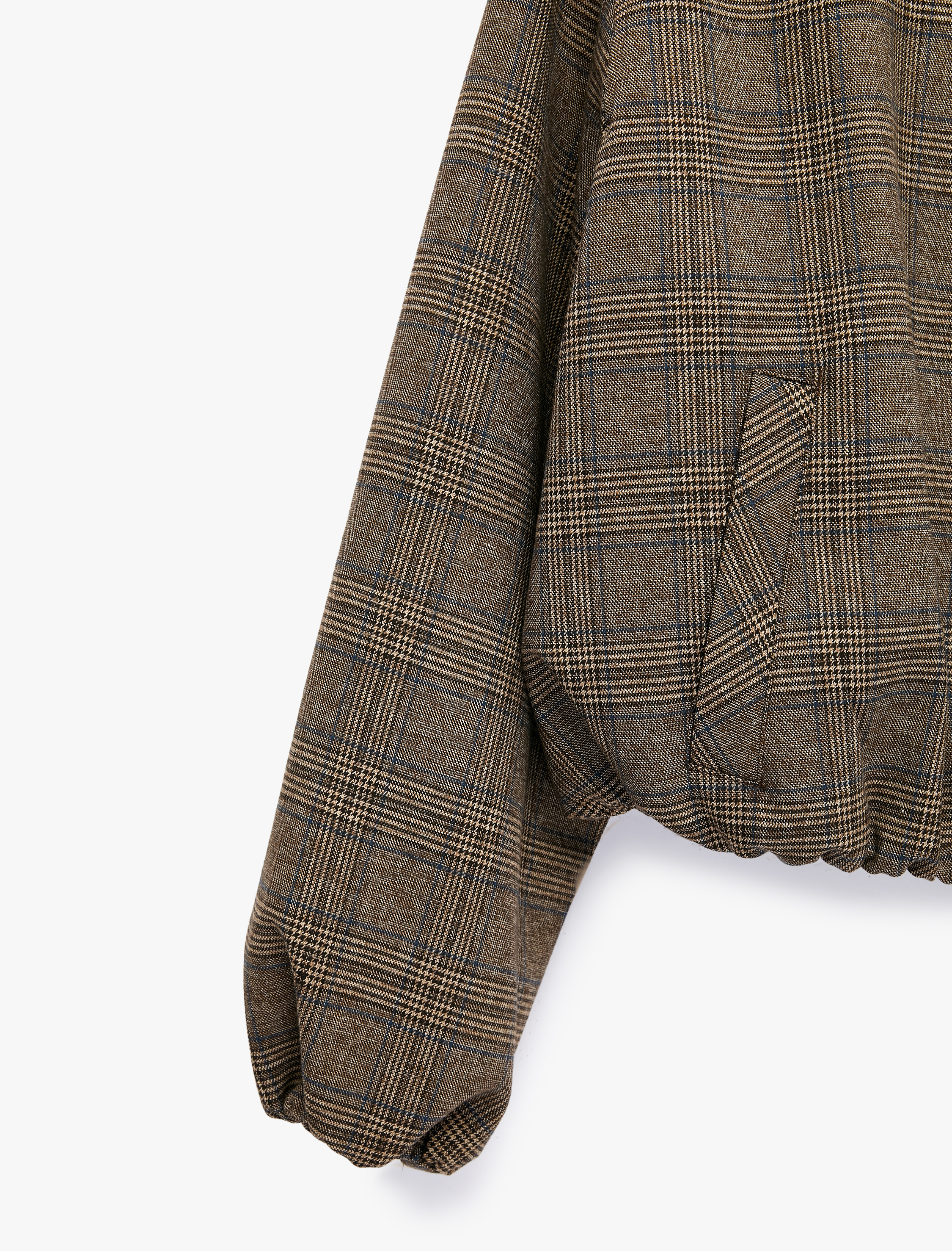   Fermuarlı Ekose Oversize Bomber Ceket
