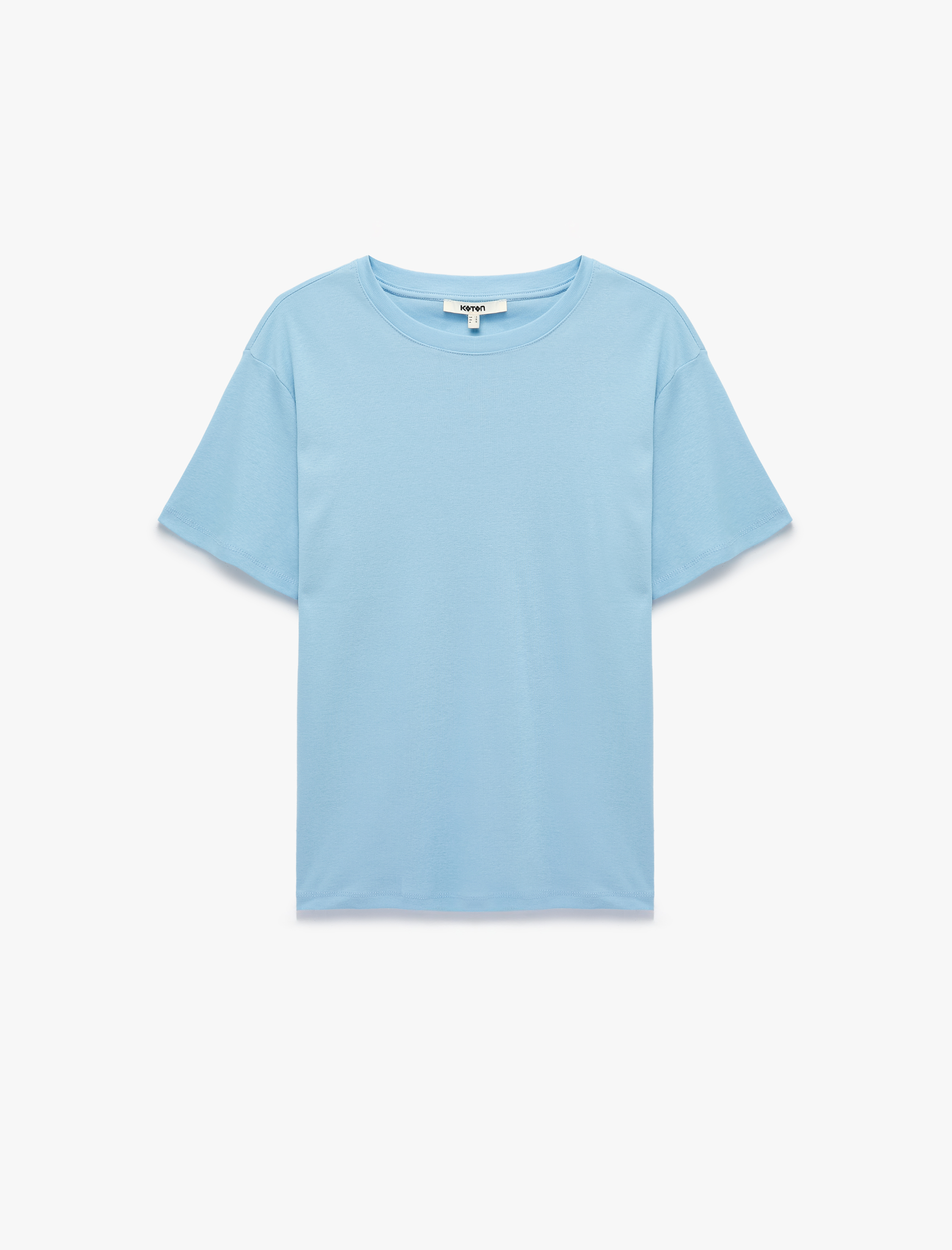   Pamuklu Kısa Kollu Bisiklet Yaka Oversize Basic Tişört