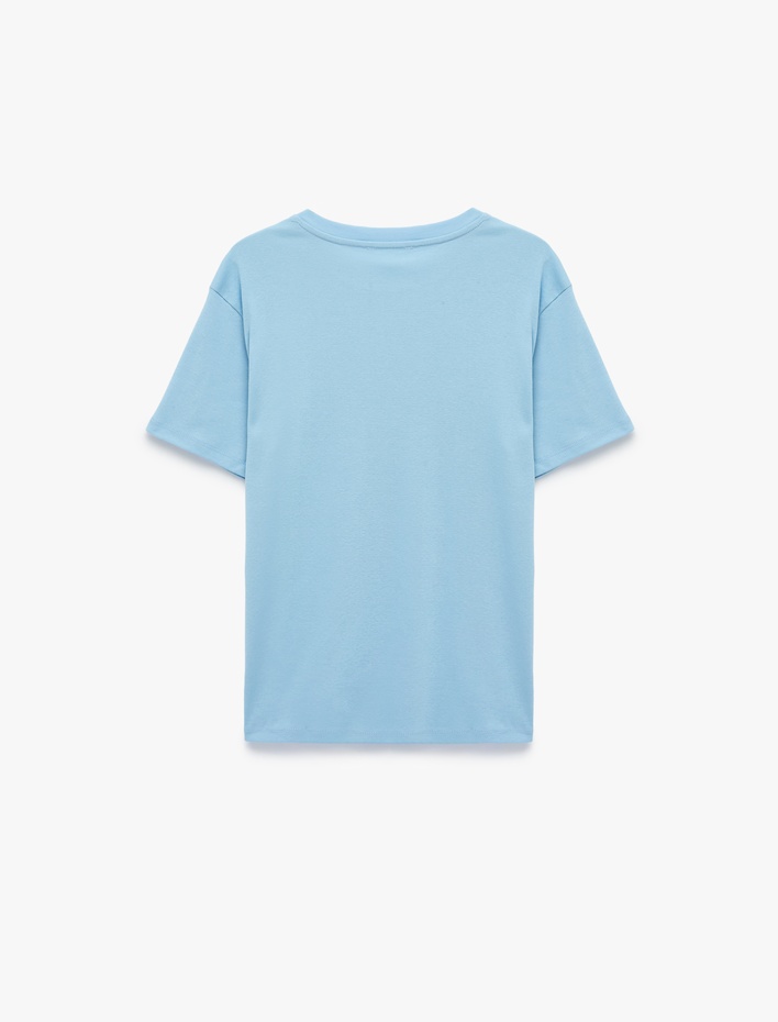  Pamuklu Kısa Kollu Bisiklet Yaka Oversize Basic Tişört