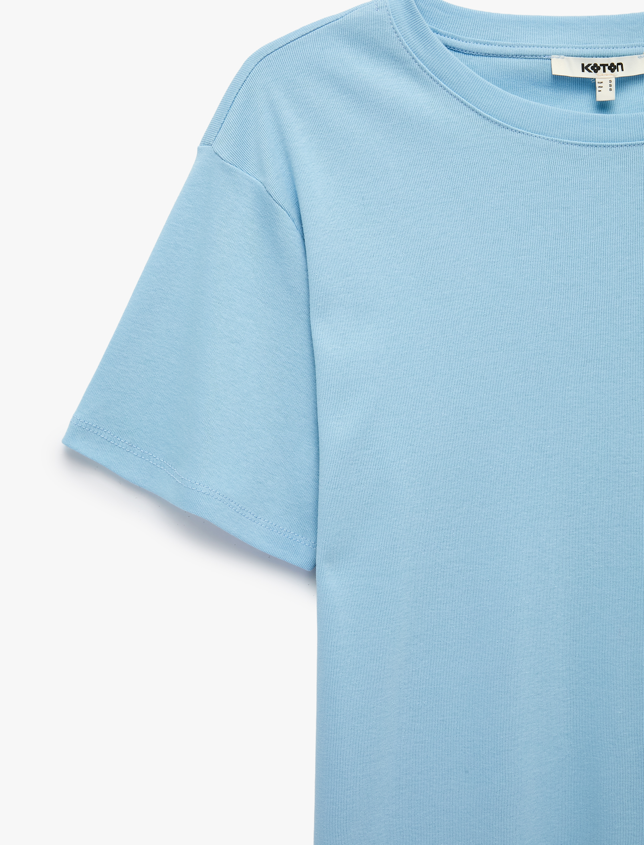   Pamuklu Kısa Kollu Bisiklet Yaka Oversize Basic Tişört