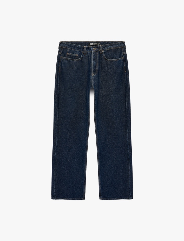  Pamuklu Normal Bel Cepli Loose Fit Jean Pantolon