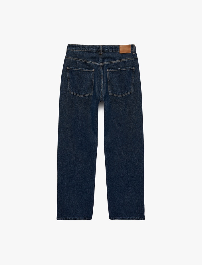  Pamuklu Normal Bel Cepli Loose Fit Jean Pantolon